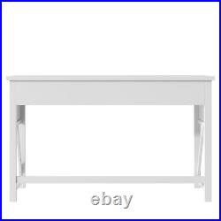 White Counter Height 4-Piece Dining Table Set 60 Console Kitchen Table 3 Stools