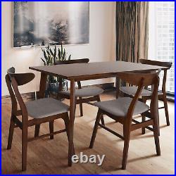 Zenvida Mid Century 5 Piece Dining Set Wood Table Fabric Chairs Seats Four
